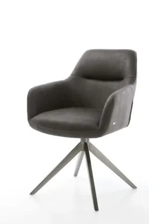 Bon Plan Chaise-pivotantePejo-Flex microvelours anthracite vintage pied croisé large grafiete pivotement sur 360° fonction bascule ressorts ensachés