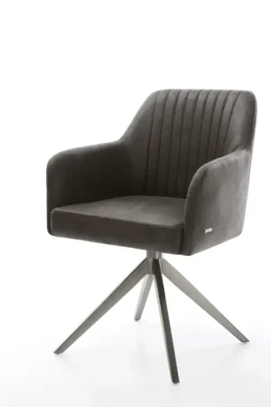 Chaise-pivotante Greg-Flex microvelours anthracite vintage pied croisé large grafiete pivotement sur 360° fonction bascule ressorts ensachésGreg-Fex microvelours anthracite vintage pied croisé large grafiete pivotement sur 360° fonction bascule ressorts ensachés Nouvelle Collection