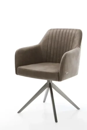 Chaise-pivotante Greg-Flex microvelours taupe vintage pied croisé large grafiete pivotement sur 360° fonction bascule ressorts ensachésGreg-Fex microvelours taupe vintage pied croisé large grafiete pivotement sur 360° fonction bascule ressorts ensachés Promotion Saisonnière