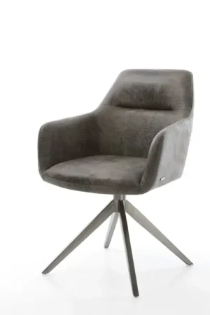 Authentique Chaise-pivotantePejo-Flex microvelours gris antique pied croisé large grafiete pivotement sur 360° fonction bascule ressorts ensachés