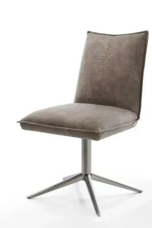 Usine Directe Chaise-pivotanteLelio-Flex microvelours taupe vintage pied de chaise 4 branches grafiete pivotement sur 360° fonction bascule ressorts ensachés