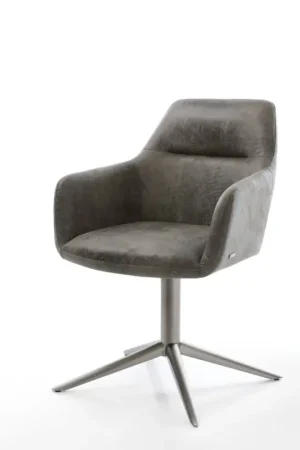 Nouvelle Collection Chaise-pivotantePejo-Flex microvelours gris antique pied de chaise 4 branches grafiete pivotement sur 360° fonction bascule ressorts ensachés