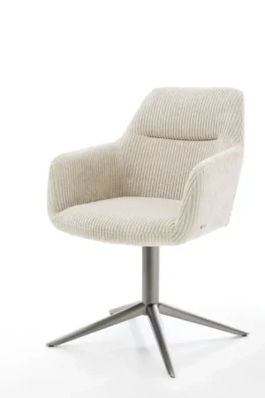 Chaise-pivotantePejo-Flex côtelé beige pied de chaise 4 branches grafiete pivotement sur 360° fonction bascule ressorts ensachés Acheter En Ligne