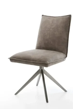 Seulement Aujourd'hui Chaise-pivotanteLelio-Flex microvelours taupe vintage pied croisé large grafiete pivotement sur 360° fonction bascule ressorts ensachés
