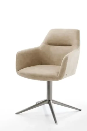 Certifié Chaise-pivotantePejo-Flex microvelours beige vintage pied de chaise 4 branches grafiete pivotement sur 360° fonction bascule ressorts ensachés