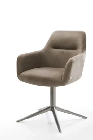 Chaise-pivotantePejo-Flex microvelours taupe vintage pied de chaise 4 branches grafiete pivotement sur 360° fonction bascule ressorts ensachés Commande En Gros