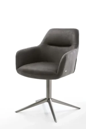 Chaise-pivotantePejo-Flex microvelours anthracite vintage pied de chaise 4 branches grafiete pivotement sur 360° fonction bascule ressorts ensachés Offre Exclusive
