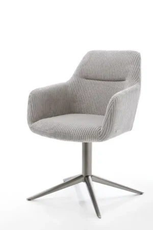 Chaise-pivotantePejo-Flex côtelé gris argenté pied de chaise 4 branches grafiete pivotement sur 360° fonction bascule ressorts ensachés Seulement Aujourd'hui