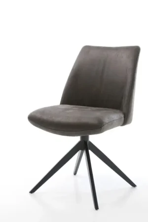 Chaise-pivotanteElso-Flex microvelours anthracite vintage pied croisé large noir pivotement sur 360° fonction bascule ressorts ensachés Promotion