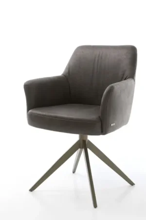 Chaise-pivotanteXana-Flex microvelours anthracite vintage pied croisé large aspect titane pivotement sur 360° fonction bascule ressorts ensachés Meilleure Vente