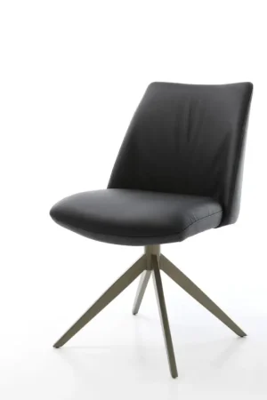 Populaire Chaise-pivotanteElso-Flex cuir de vache noir pied croisé large aspect titane pivotement sur 360° fonction bascule ressorts ensachés