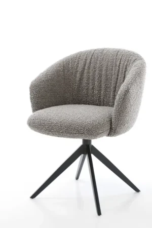 Promotion Chaise-pivotanteCaja-Flex bouclé gris argenté pied croisé large noir pivotement sur 360° fonction bascule ressorts ensachés
