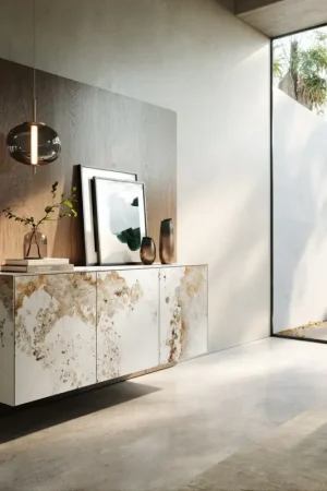 Acheter Direct BuffetCuor 150 cm Céramique Minas Melange Blanc-beige 3 Portes Flottant