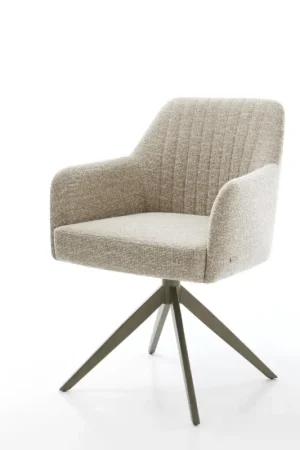 Acheter Direct Chaise-pivotanteGreg-Flex tissu tissé doux beige pied croisé large aspect titane pivotement sur 360° fonction bascule resorts ensachés