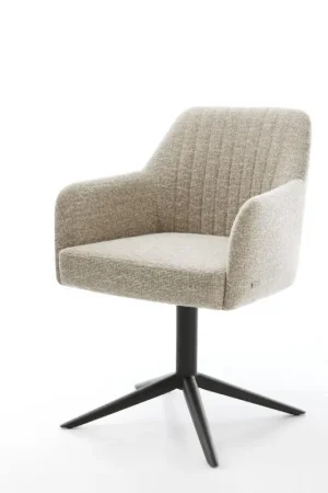 Achat Immédiat Chaise-pivotanteGreg-Flex tissu tissé doux beige pied de chaise 4 branches noir pivotement sur 360° fonction bascule resorts ensachés
