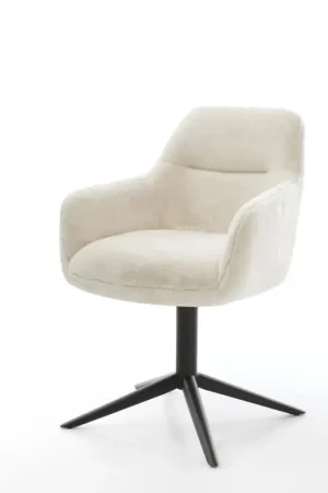 Acheter En Ligne Chaise-pivotantePejo-Flex peluche crème-blanc pied de chaise 4 branches noir pivotement sur 360° fonction bascule resorts ensachés