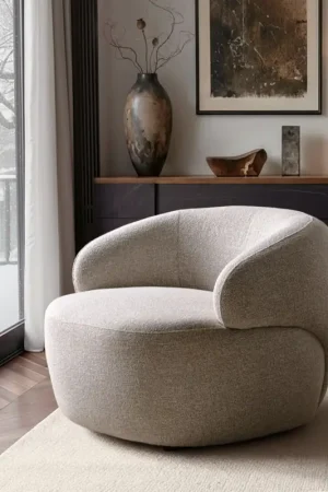 Fauteuil-loungeNova 88 x 88 cm Tissu tissé Soft Beige Prix Cassé