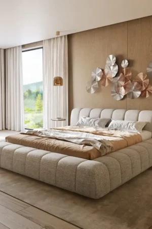 Sommier-rembourréCutio 180x200 cm Tissu Web Soft Beige Vente Flash