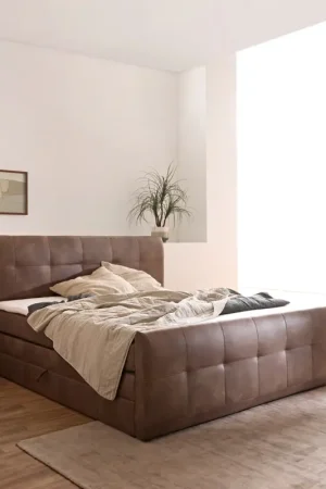 LitAmarillo 180x200 cm marron avec sur-matelas sommier tapissier Jusqu'à Épuisement Des Stocks