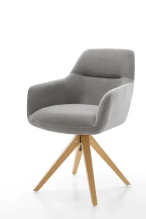 Acheter Direct Chaise-pivotantePejo-Flex tissu structuré doux gris pied en bois angulaire naturel pivotement sur 180° resorts ensachés