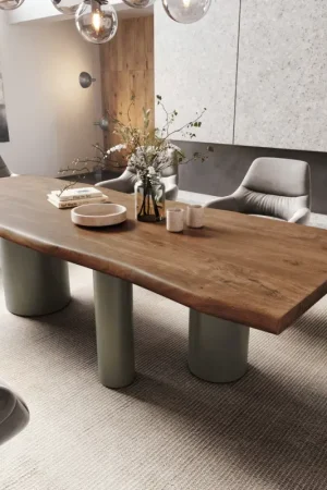Remise Table à mangerEdge 260x100 XL Acacia Marron Troa Métal finition à effet Titane