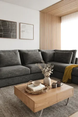Prix Choc Canapé d'angleIsla 330x225 cm Chenille Anthracite méridiènne droite