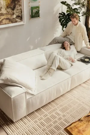 Grand canapéFreestyle Cozy 280x110 cm Bouclé beige doux Must-Have