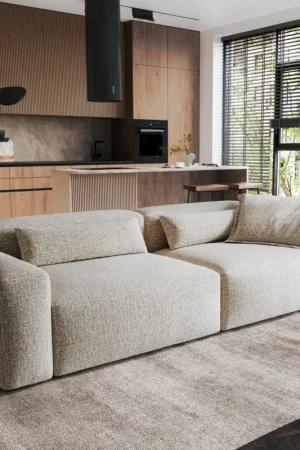 Grand canapéFreestyle Pure 280x110 cm Tissu tissé beige doux Pas Cher