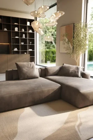 Achat Immédiat Canapé d'angleFreestyle Pure 310x200 cm Microfibre taupe vintage