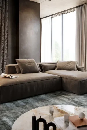 Nouveauté Canapé d'angleFreestyle Cozy 310x200 cm Microfibre taupe vintage
