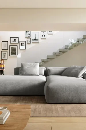 Nouvel Arrivage Canapé d'angleFreestyle Pure 310x200 cm Tissu texturé gris doux