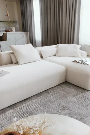 Promotion Saisonnière Canapé d'angleFreestyle Pure 310x200 cm Bouclé beige doux