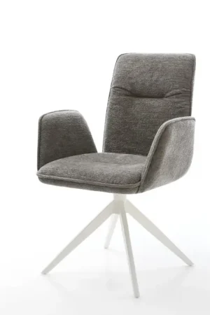 Achat Immédiat Chaise-pivotanteVinja-Flex bouclé doux couleur boue pied croisé large blanc pivotement sur 360° fonction bascule