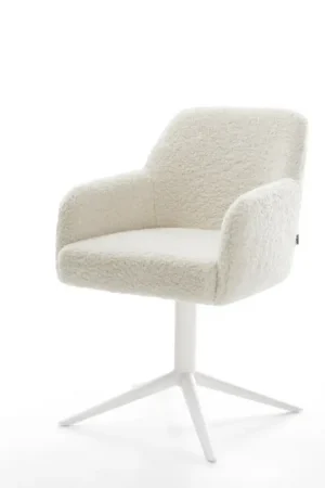 Achat Immédiat Chaise-pivotanteGreg-Flex tissu teddy beige pied de chaise 4 branches blanc pivotement sur 360° fonction bascule resorts ensachés