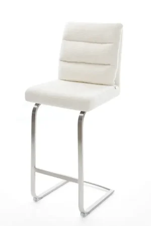 Acheter Direct Chaise-de-barPela-Flex Bouclé doux Beige Pied cantilever acier inoxydable Argent