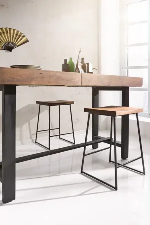 Produit De Marque Table-barBlokk 165x60cm acacia marron avec cadre en métal
