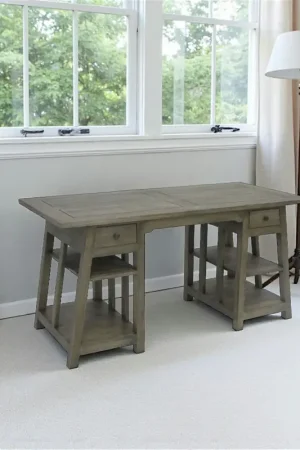 Bureau exotique hévéa massif 2 tiroirs 150cm MAORI Réduction