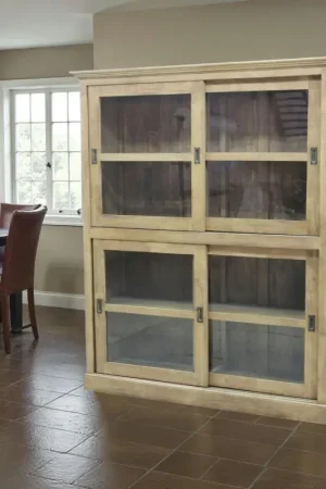 Bibliothèque Hévéa 4 portes vitrées coulissantes 149x44x180cm TRADITION Seulement Aujourd'hui