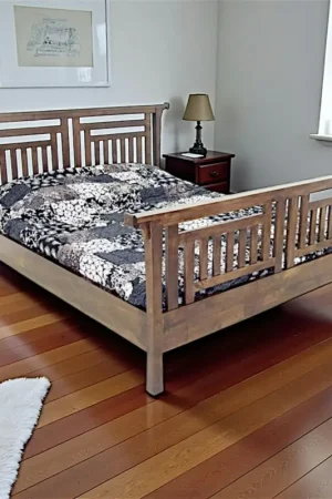 Achetez Aujourd'hui Lit 2 places Pagode Hévéa pour couchage 140x190 pieds évasés 170x203x106cm MAORI