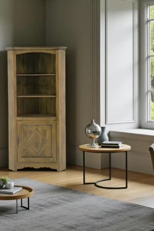 Buffet / Vaisselier d'angle Hévéa 1 porte, 3 niches 96x60x190cm TRADITION Authentique