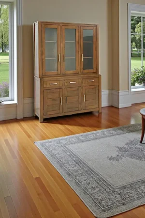 Nouvelle Collection Buffet vaisselier vitré bois moderne ATTAN 150cm