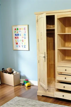 Armoire Hévéa 1 porte, 5 tiroirs, 3 niches 100x56x185cm TRADITION Prix Promo
