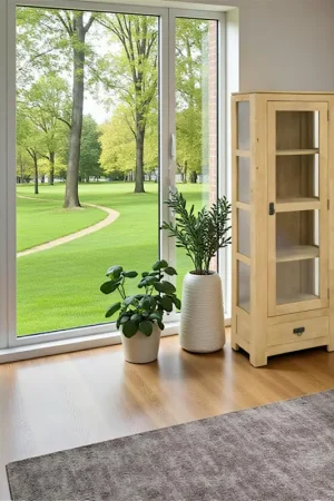 Etagère vitrée hévéa 60x170cm HELENA Commande En Gros