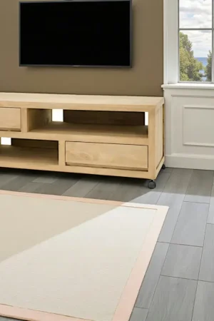 Authentique Meuble Tv à roulettes hévéa 120CM OLGA