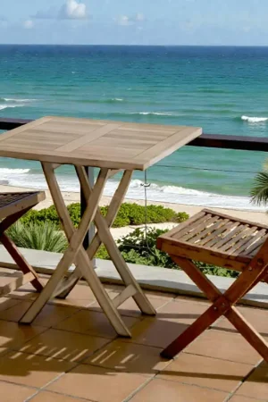 Populaire Table de jardin en Teck brut carrée pliante 70cm SUMMER