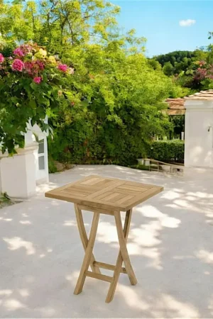 Petit Prix Table de jardin en Teck brut carrée 60cm SUMMER