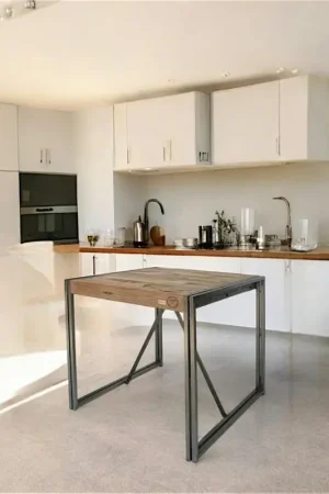Offre Limitée Table mange debout carrée bois recyclé 80x80 CARAVELLE