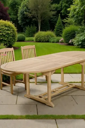 Prix Choc Table de jardin en Teck ovale extensible 180/240x100cm SUMMER