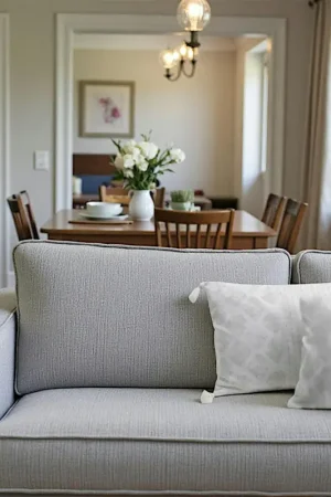 Coussin rectangle housse 100% coton écru avec motifs gris et pompons 30X50cm Soldes