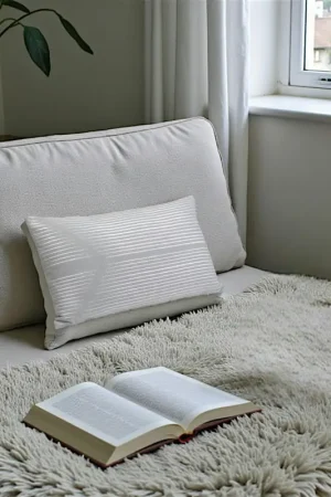 Coussin ARROW gris clair décor lignes 30x50cm Pas Cher
